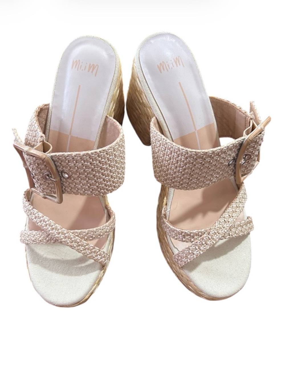 MI.IM: EDWINA PLATFORM WEDGE SANDAL - NATURAL RAFFIA-SIZE 10-NWOT - Picture 2 of 6